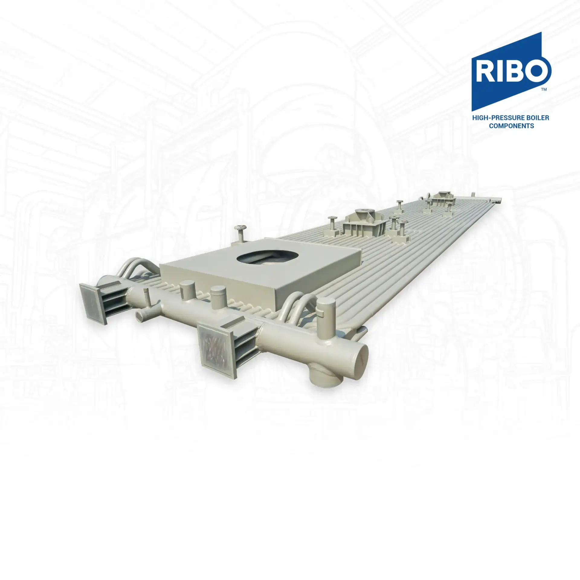 High-pressure boiler waterwall panel installed at a 600 MW thermal power plant, fabricated by RIBO Industries