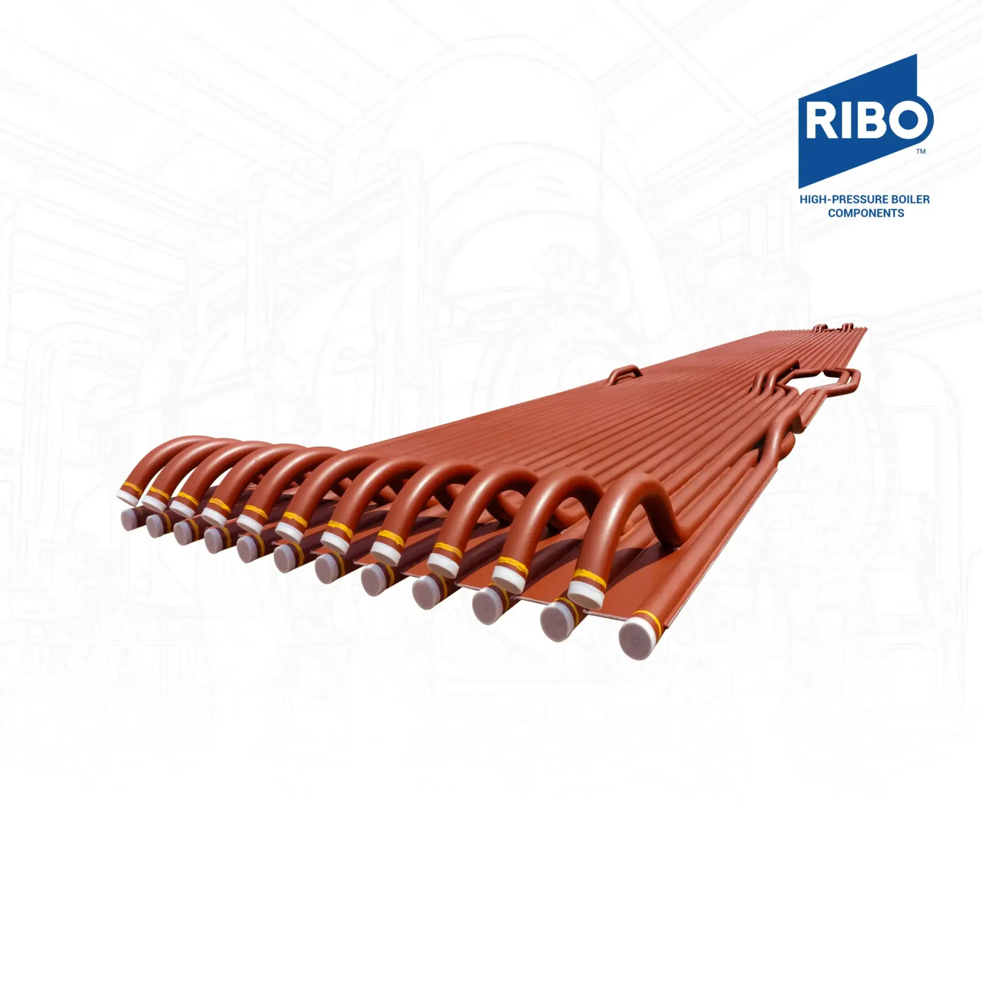 Industrial boiler waterwall panel installation at a modern steam generation plant by RIBO Industries